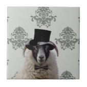 Funny Bridegroep Schafe im oberen Hut Fliese (Vorderseite)