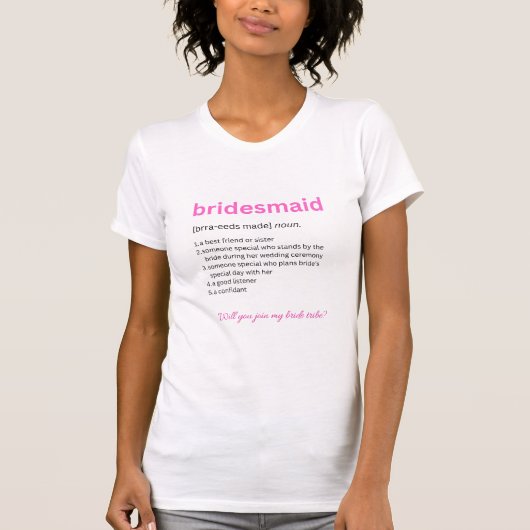 Funny Bridesmaid Definition Tshirt (Vorderseite)