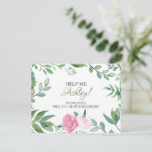 Funny BRIDESMAID PROPOSAL card, Greenery Pink Rose Einladung (Stehend Vorderseite)