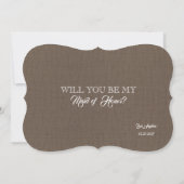 Funny Bridesmaid / Trauzeugin Rustic Burlap Einladung (Rückseite)