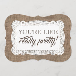 Funny Bridesmaid / Trauzeugin Rustic Burlap Einladung