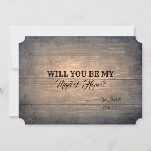 Funny Bridesmaid / Trauzeugin Rustikaler Vorschlag Einladung (Rückseite)