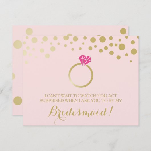Funny BRIDESMAID VORSCHLAG Karte ~ Pink & Imitats (Vorne/Hinten)