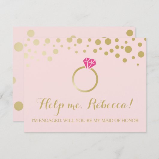 Funny BRIDESMAID VORSCHLAG Karte ~ Pink & Imitats (Vorne/Hinten)