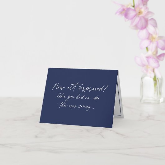 Funny Bridesmaid Vorschlag, Navy Blue, modern Karte (Orchidee)