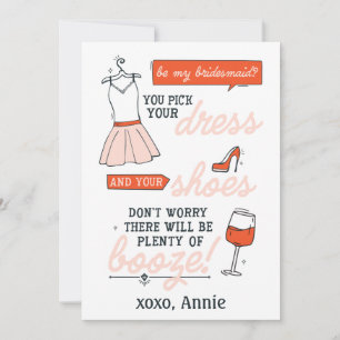 Funny Bridesmaid Vorschlag Viel Booze Card