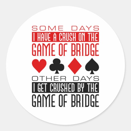 Funny Bridge Player Club Gezerkleinertes Spiel Runder Aufkleber (Vorderseite)