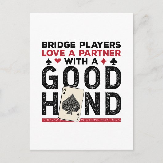 Funny Bridge Player Partner Gute Hand Postkarte (Vorderseite)