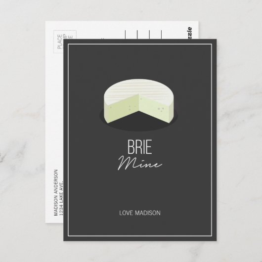 Funny Brie Mine Valentine Liebe Käse Postkarte (Vorne/Hinten)