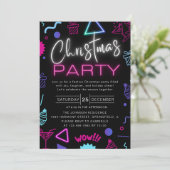 Funny Bright Neon Black Playful Weihnachts-Party Einladung (Stehend Vorderseite)