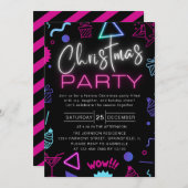 Funny Bright Neon Black Playful Weihnachts-Party Einladung (Vorne/Hinten)