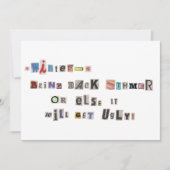 Funny Bring Summer Ransom Note Collage zurück Einladung (Vorderseite)