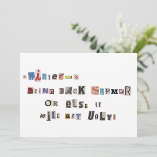 Funny Bring Summer Ransom Note Collage zurück Einladung (Stehend Vorderseite)
