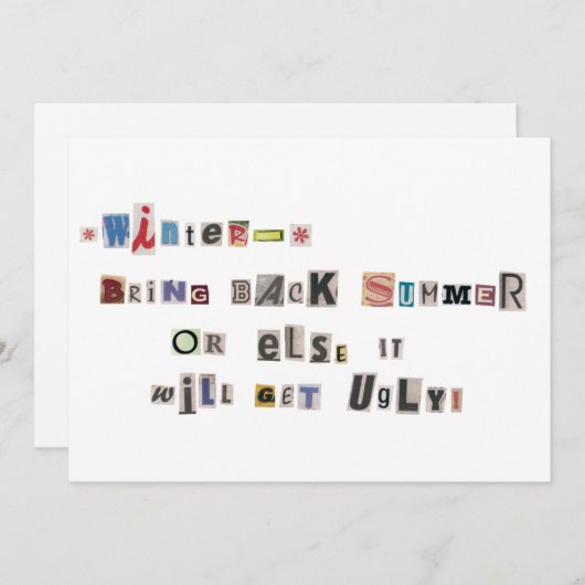 Funny Bring Summer Ransom Note Collage zurück Einladung (Vorne/Hinten)