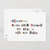 Funny Bring Summer Ransom Note Collage zurück Postkarte (Vorne/Hinten)