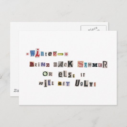 Funny Bring Summer Ransom Note Collage zurück Postkarte (Vorne/Hinten)