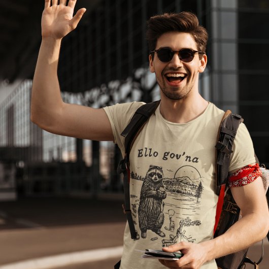 Funny British Raccoon Eating Garbage Campfire T-Shirt