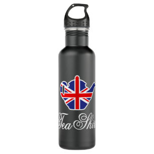Funny British Tee Shirt UK Teapot Union Jack Flag Edelstahlflasche