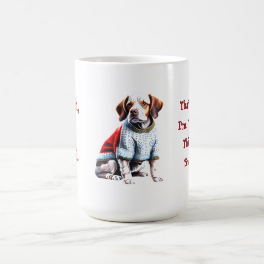 Funny Brittany in Christmas Sweater Kaffeetasse (Mittel)