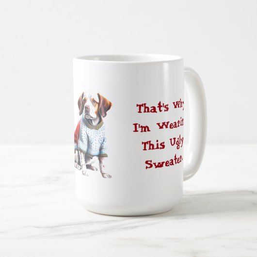 Funny Brittany in Christmas Sweater Kaffeetasse (VorderseiteRechts)