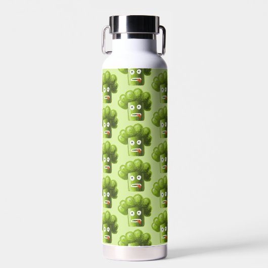 Funny Broccoli Muster Grün Vegan Vegetarier Trinkflasche (Vorne)