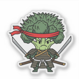 Funny Broccoli Samurai Warrior Japanese Art Illust Aufkleber