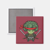 Funny Broccoli Samurai Warrior Japanese Art Illust Magnet (Vorderseite/Rückseite)