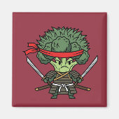 Funny Broccoli Samurai Warrior Japanese Art Illust Magnet (Vorne)