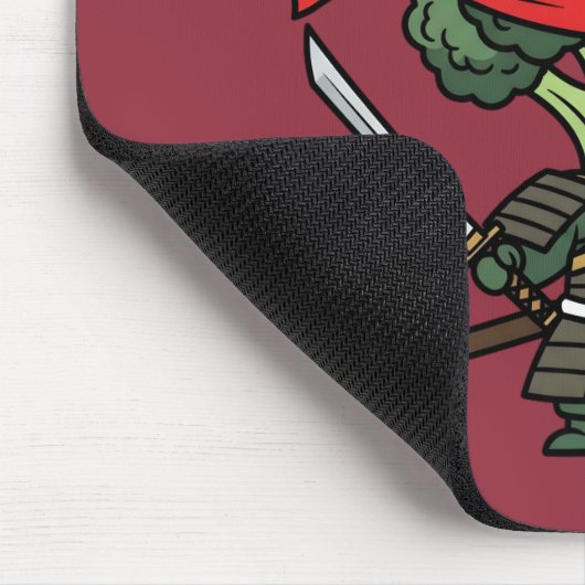 Funny Broccoli Samurai Warrior Japanese Art Illust Mousepad (Ecke)