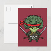 Funny Broccoli Samurai Warrior Japanese Art Illust Postkarte (Vorne/Hinten)