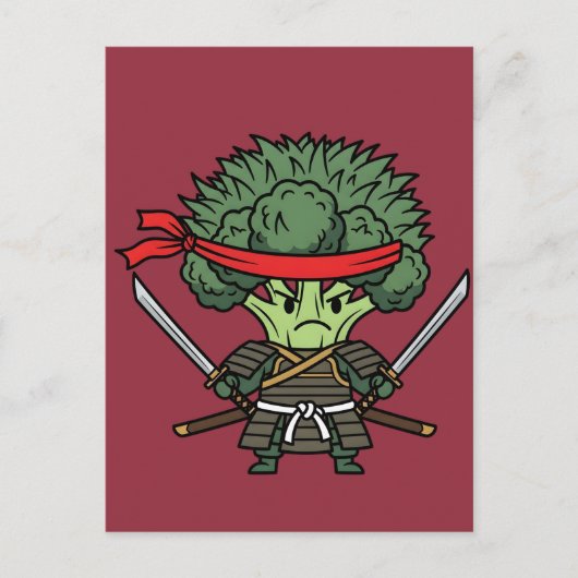 Funny Broccoli Samurai Warrior Japanese Art Illust Postkarte (Vorderseite)