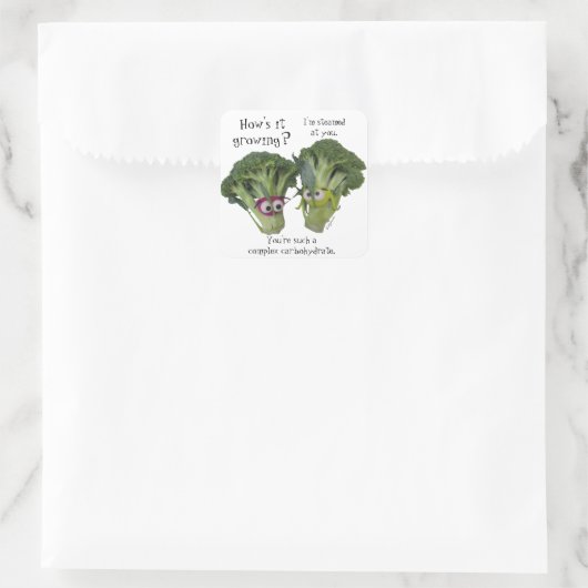 Funny Broccoli Talk Quadratischer Aufkleber (Tasche)