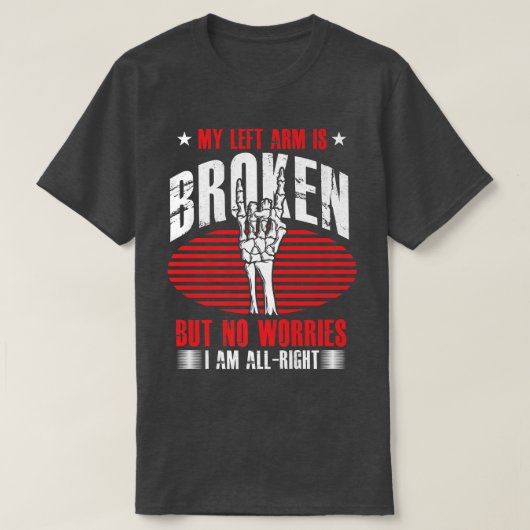 Funny Broken Links Arm Skelett gebrochene Knochen T-Shirt (Design vorne)