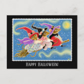 Funny Broomstick Mäuse Hexenmäuse Halloween Spaß Postkarte (Vorderseite)