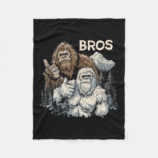 Funny Bros Bigfoot und Yeti Brothers Sasquatch Awe Fleecedecke (Vorderseite)