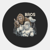 Funny Bros Bigfoot und Yeti Brothers Sasquatch Awe Runder Aufkleber (Vorderseite)
