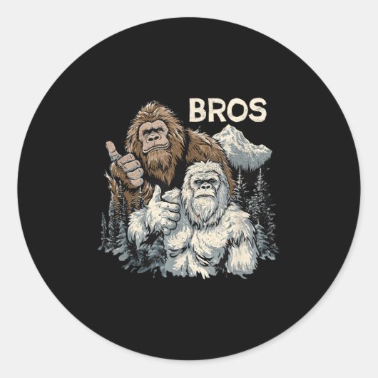 Funny Bros Bigfoot und Yeti Brothers Sasquatch Awe Runder Aufkleber (Vorderseite)