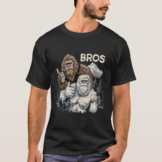 Funny Bros Bigfoot und Yeti Brothers Sasquatch Awe T-Shirt (Vorderseite)
