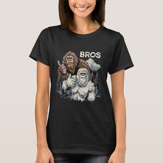Funny Bros Bigfoot und Yeti Brothers Sasquatch Awe T-Shirt (Vorderseite)