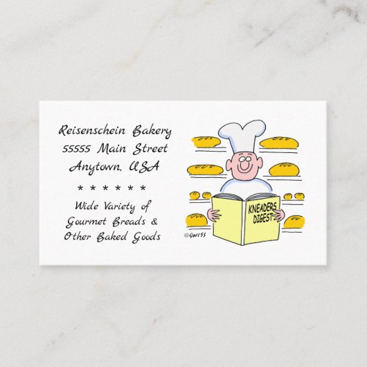 Funny Brot Baker Cartoon Bäckerei Visitenkarte (Vorderseite)