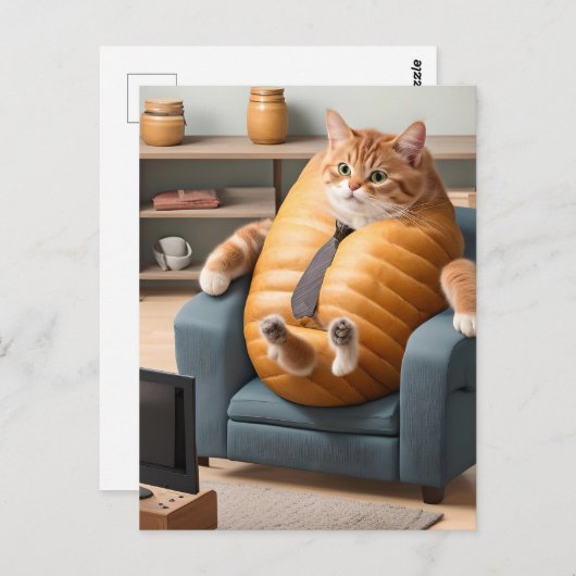 Funny Brot Loaf Katze Postkarte (Vorne/Hinten)