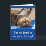 Funny Brother Fishing Birthday Karte<br><div class="desc">Gib deinem Bruder eine Karte,  an die er sich bei dieser lustigen Katze und Fisch erinnern wird. Ideal für den Typ,  der einfach nicht verlasse,  ohne noch einmal in die Besetzung zu kommen. Personalisieren Sie die Nachricht und erstellen Sie Ihren eigenen Gruß. Foto ©Christine Greenspan</div>