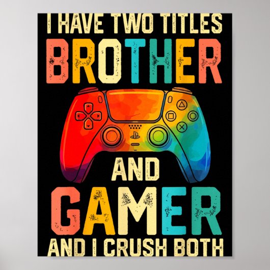 Funny Brother Gamer Graphic Tee Men Boys Teens Vid Poster (Vorne)