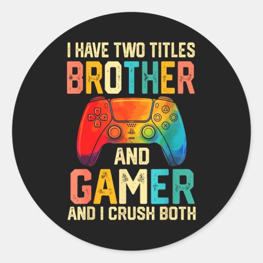 Funny Brother Gamer Graphic Tee Men Boys Teens Vid Runder Aufkleber (Vorderseite)