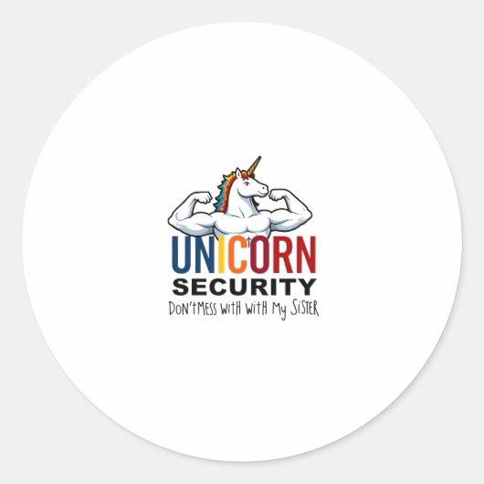 Funny Brother Unicorn Security Dont Mess With My S Runder Aufkleber (Vorderseite)