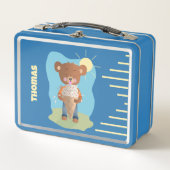 Funny Brown Bear with Ice Cream Kid Metal Lunchbox (Vorderseite)