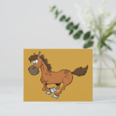FUNNY BROWN CARTOON HORSE GALLOPING POSTKARTE (Stehend Vorderseite)