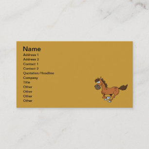 FUNNY BROWN CARTOON HORSE GALLOPING VISITENKARTE