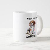 Funny BROWN 'Coffee" Beagle Personalize Jumbo-Tasse (Vorderseite Rechts)