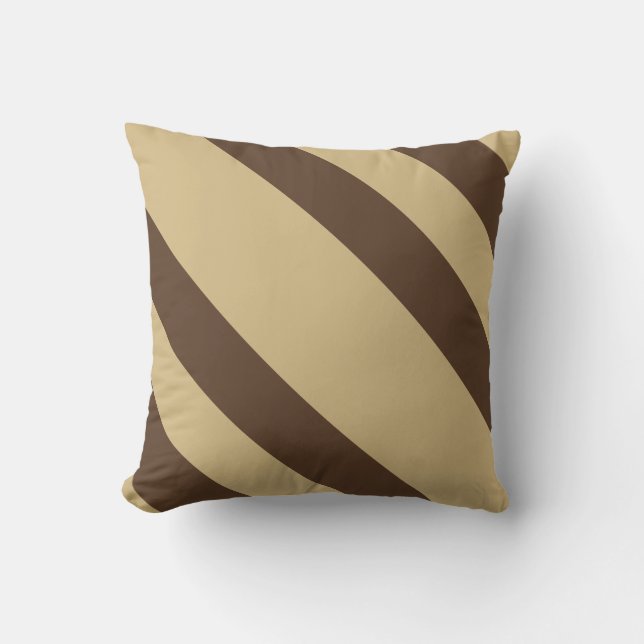 Funny Brown Diagonal Stripes Kissen (Vorderseite)